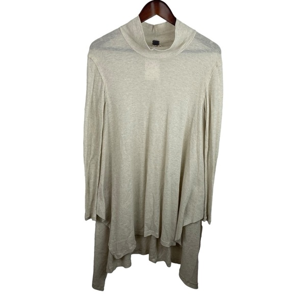 We The Free | Desert Sand Sheer Waffle Knit Mock Neck Tunic Top New - Picture 1 of 6